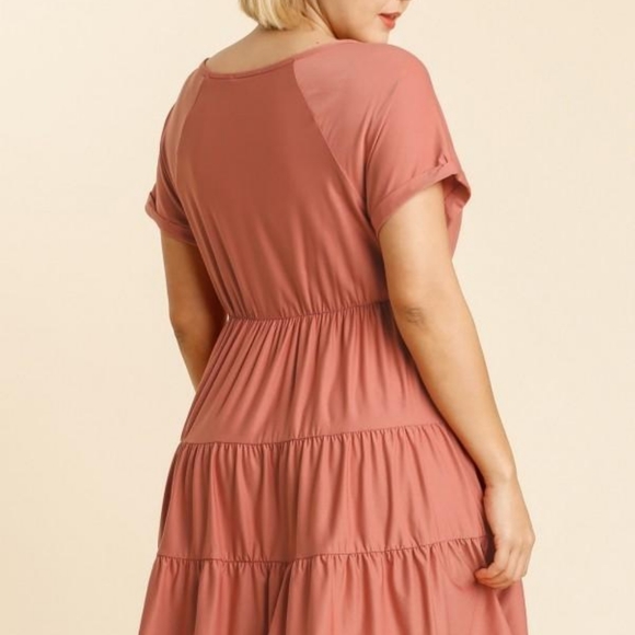 Umgee Canyon Clay V-Neck Tiered Babydoll Dress - Picture 5 of 13